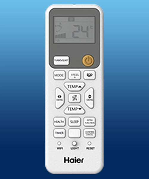Mando de control del aire acondicionado Haier Geos R+ AS35RBAHRA-4 con funciones inteligentes, temporizador y modo I Feel para climatización personalizada en Valladolid