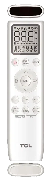 Mando a distancia del aire acondicionado TCL para controlar temperatura y funciones en el hogar en Valladolid