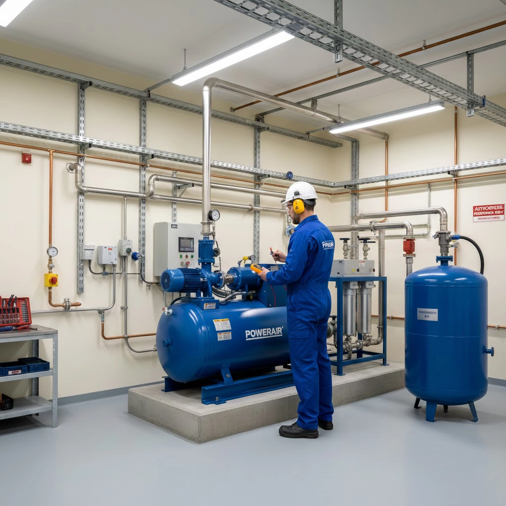 Revisión técnica de compresor industrial en Valladolid