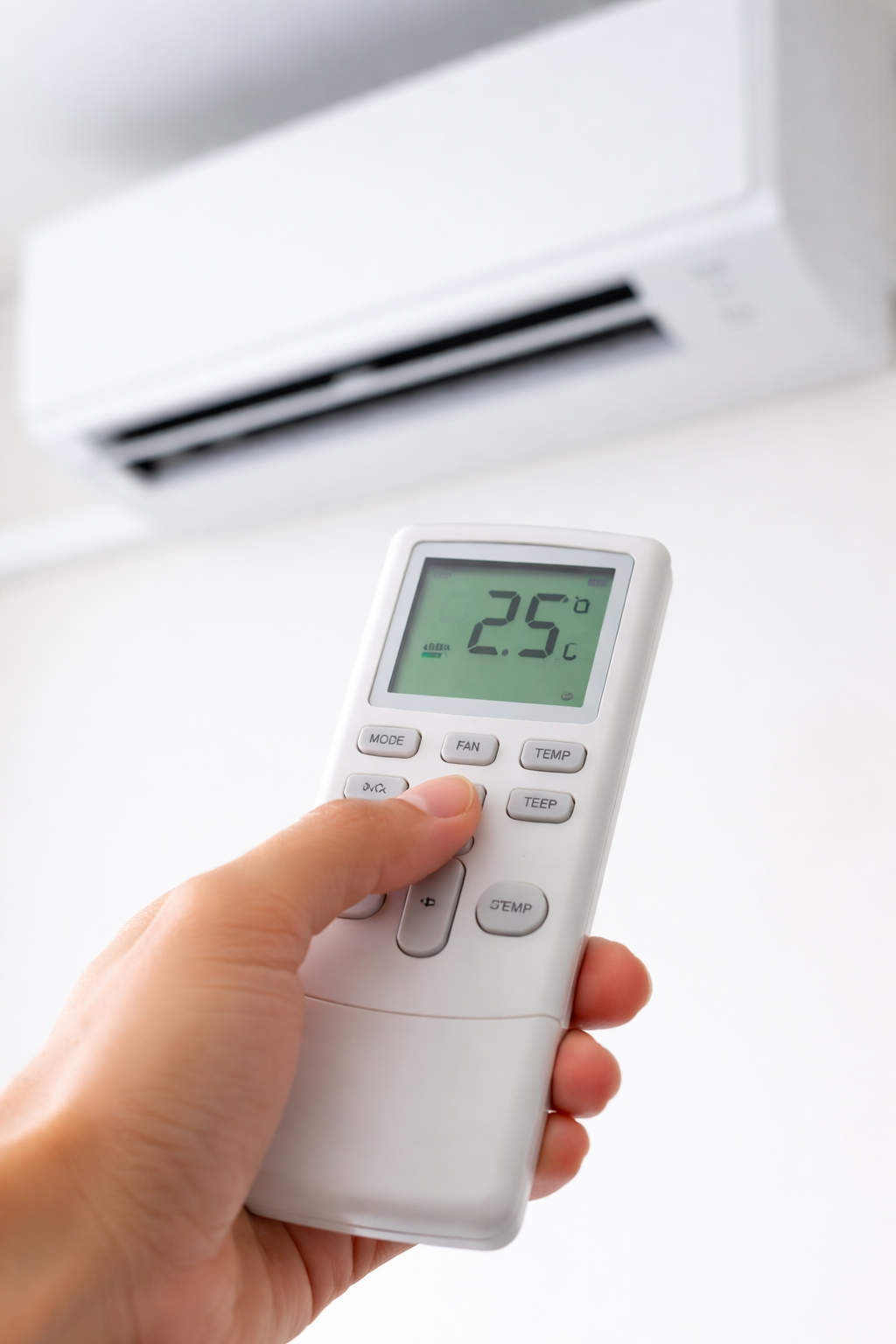 aire acondicionado ajustado a 25 grados para ahorrar energía en casa