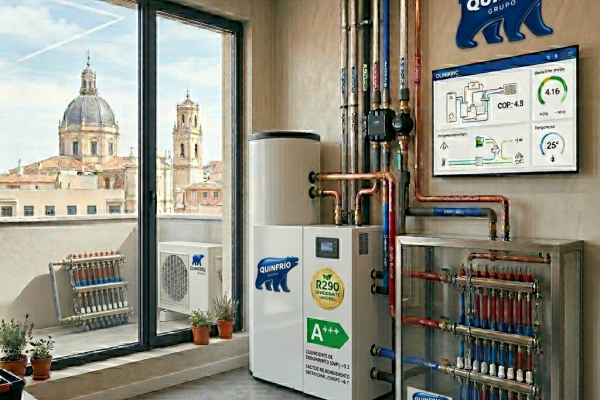 Unidad exterior eficiente instalada para climatización y ahorro energético