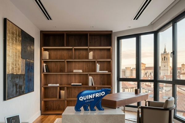Técnico de Grupo Quinfrio instalando climatización invisible en vivienda moderna