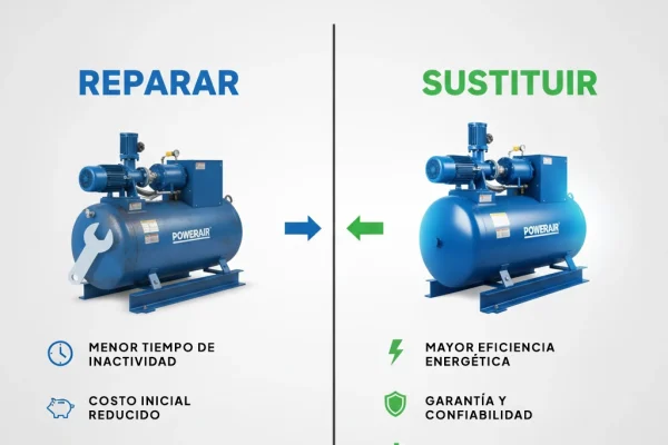 Reparar o sustituir un compresor industrial